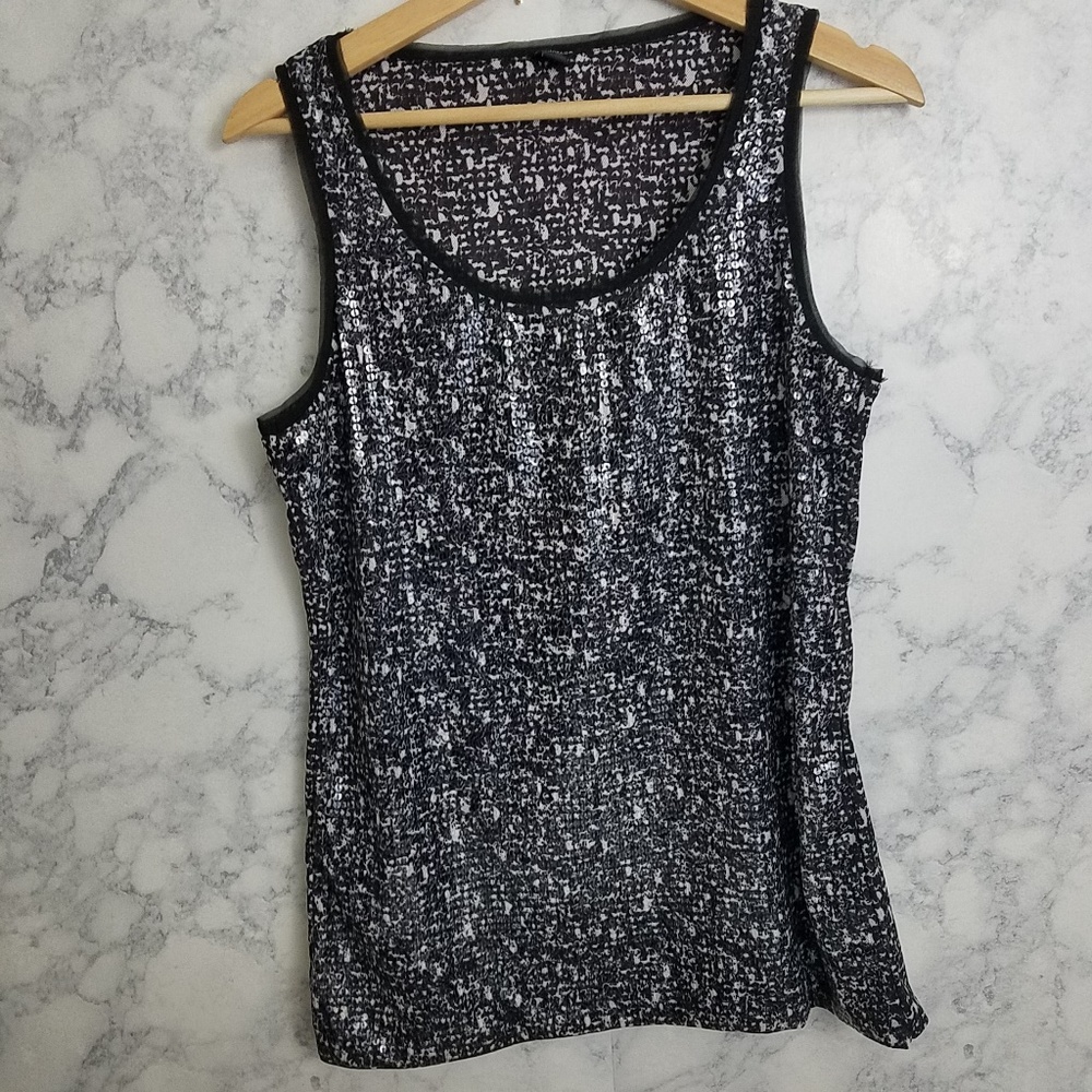 ann taylor front sequin  top size L [AC30]